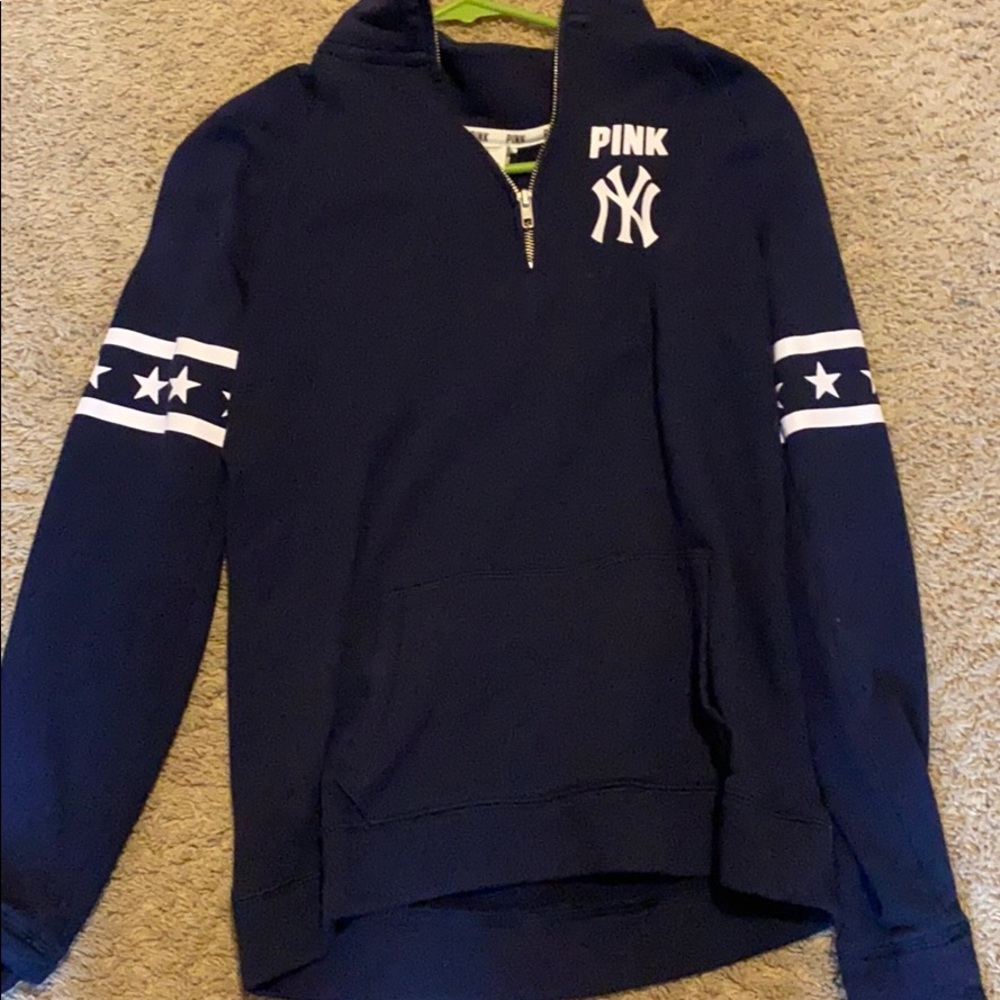 victoria secrecy pink yankees quarter zip